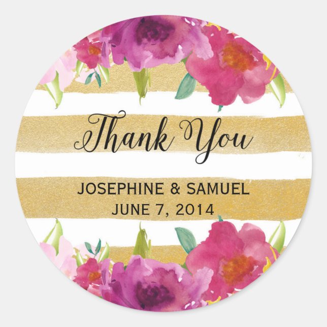 Rosas De Aquarela Agradecemos A Vocês Os Adesivos  (Frente)