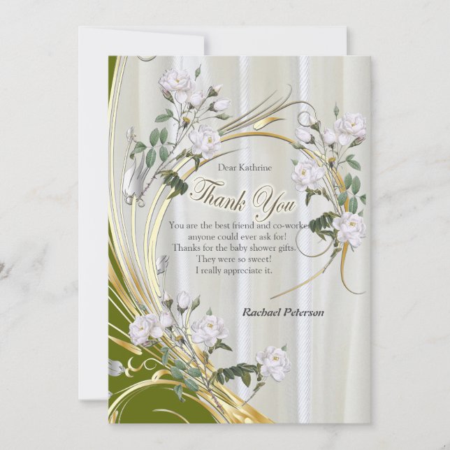 Rosas de Aquarela Branca pintados na Seda de Champ (Frente)