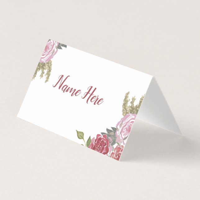 Rosas de Aquarela Cartões (Frente)