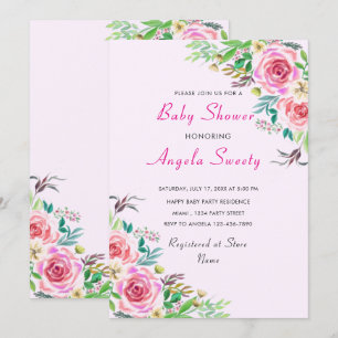 Rosas de aquarela Convite para Chá de fraldas ver