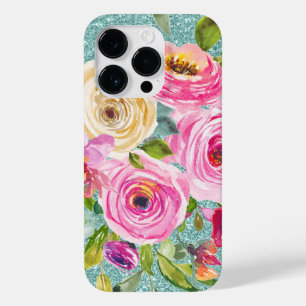 Rosas de aquarela cor-de-água com creme rosa