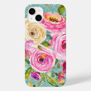 Rosas de aquarela cor-de-água com creme rosa