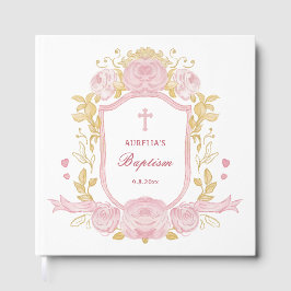 Rosas de Aquarela Crest Baptism Livro de Convidado