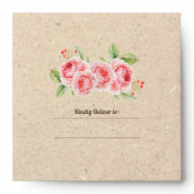 Rosas de Aquarela | Envelopes Kraft Paper Wedding