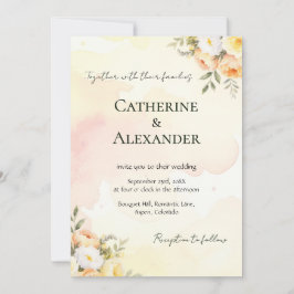 Rosas de Aquarela Floral Rustic Convite De Casamen