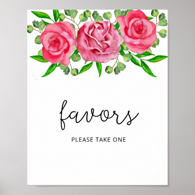 Rosas de aquarela, por favor, pegue um poster (Frente)