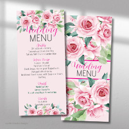 Rosas de Aquarela Rosa Casamento Menu Plano