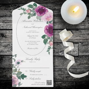Rosas de Aquarela Rosa e Borgonha com Código QR