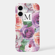 Rosas de aquarelas e monogramas florais