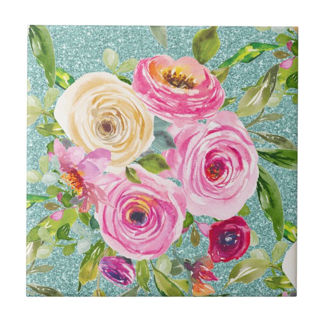 Rosas de aquarelas em rosa e creme em volta do bri (Frente)
