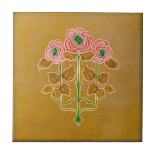 Rosas de Arte Nouveau sobre Reprodução Caramel A