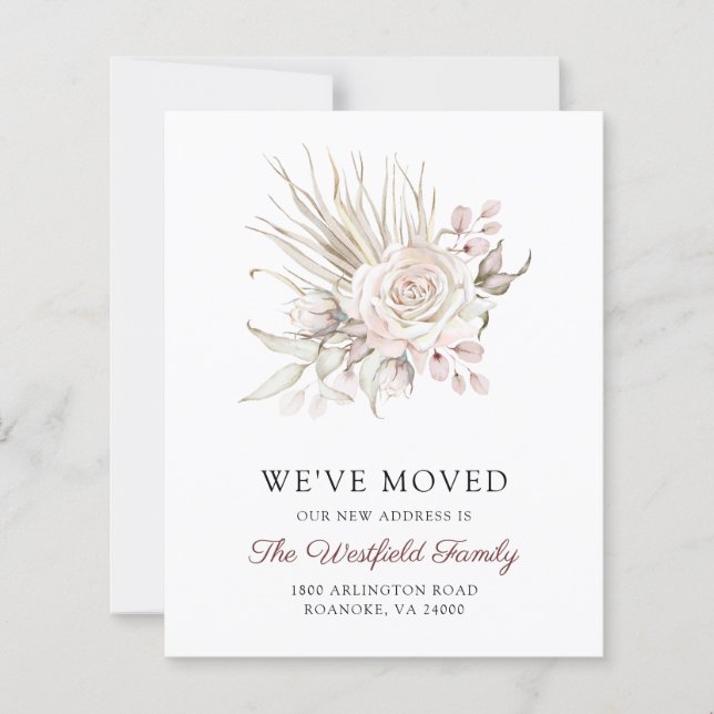 Rosas de Boho Rosa de Orçamento Novo Cartão de End (Frente)