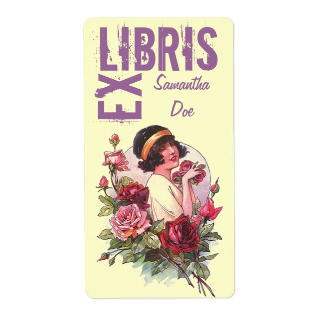 Rosas De Bookplate Nome de etiqueta Este Livro Per (Frente)
