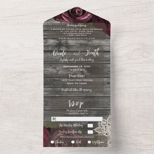 Rosas de Bordô Grey Rustico com Renda Branca Casam (Interno)