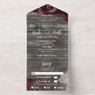 Rosas de Bordô Grey Rustico com Renda Branca Casam