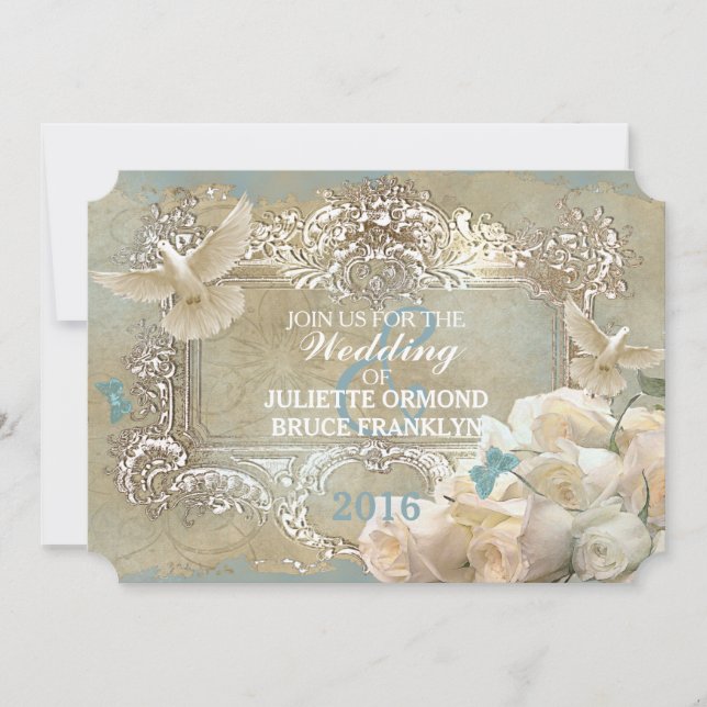 Rosas De Branco - Cartão De Convite De Casamento (Frente)