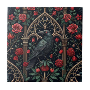 Rosas de Corvo Gótico Padrão Ornamentado