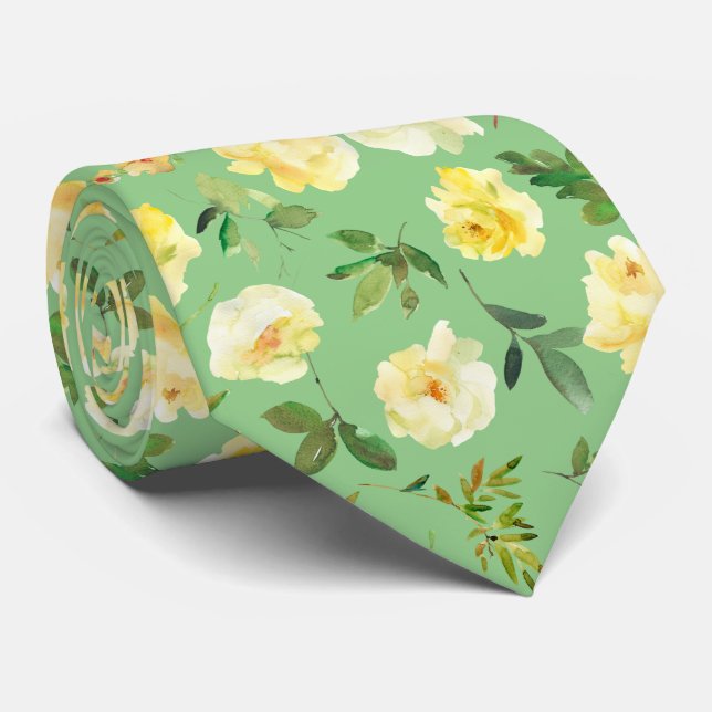 Rosas de Creme Amarelo e Branco Gravata (Rolled)