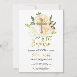 Rosas de Creme Branco Convite para Batismo