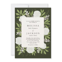 Rosas de Creme no Convite para Casamento Verde