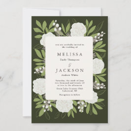 Rosas de Creme no Convite para Casamento Verde