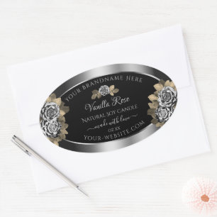 Rosas de folheto com etiquetas de produto preto e