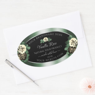 Rosas de folheto com etiquetas de produto preto ve