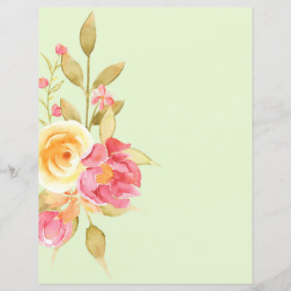 Rosas de Jardim de Algodão com Aquarela Papel Escr