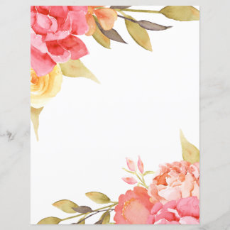 Rosas de Jardim de Algodão com Aquarela Papel Escr