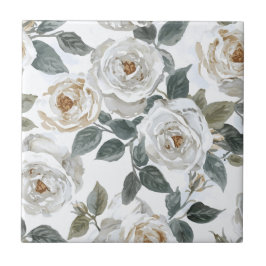 Rosas de Jardim | Floral Vintage aquarela branca