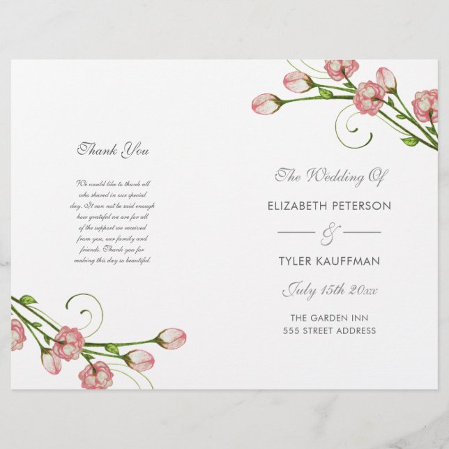 Rosas de jardim - programa de casamento (Frente)