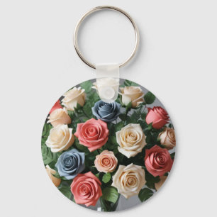 Rosas de marfim, cor-de-rosa, Chaveiro azul