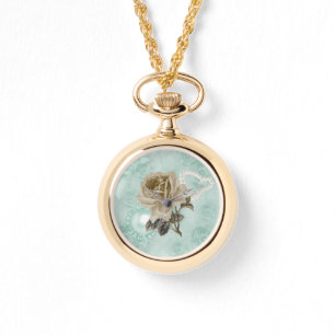 Rosas de marfim verde Dourada com relógio de pulse