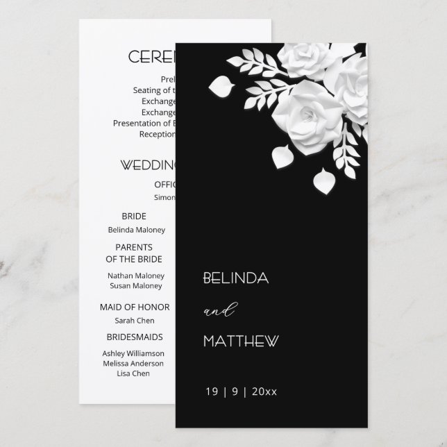 Rosas de papel cortadas em preto e branco | Progra (Frente/Verso)