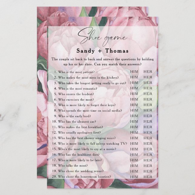 Rosas de pedras - jogo de noiva Calçado (Frente/Verso)