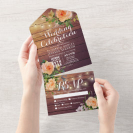 Rosas de pêssego Luzes de Corda de Madeira RSVP de