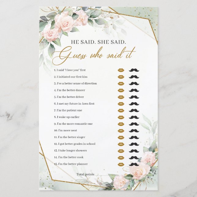 Rosas de pincel de ouro eucalipto Ele disse que el (Frente)