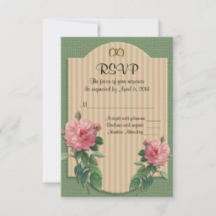 Rosas de vintagem do cartão de seleção de RSVP e j