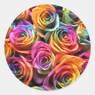 Rosas do arco-íris que Wedding selos e etiquetas