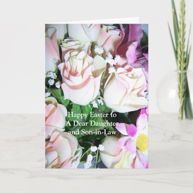 Rosas do cartão da filha e do genro do felz pascoa (Frente)