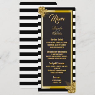 Rosas Dourados Art Deco, Cartão de Menu Stripes We