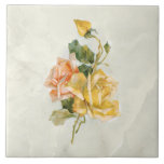 Rosas Dourados e Salmões em Marble BG<br><div class="desc">Ouro amarelo e rosas de salmão e folhagem verde pintados manualmente,  Elegante,  em fundo de mármore.</div>