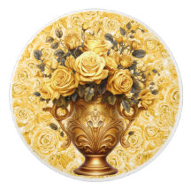 Rosas Dourados em Rosas Puxe Desenhar cerâmico