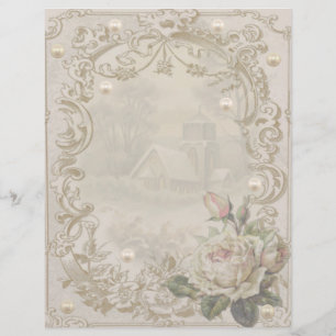 Rosas E Cena De Inverno Com Pérolas