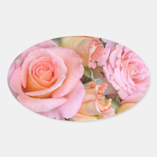 Rosas e Corações ~ Adesivos Oval (Frente)