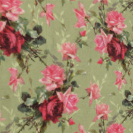 Rosas e Florais de Imagem Antiquada Verde Sage