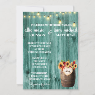 Rosas e girassol Convite de casamento de cano uísq