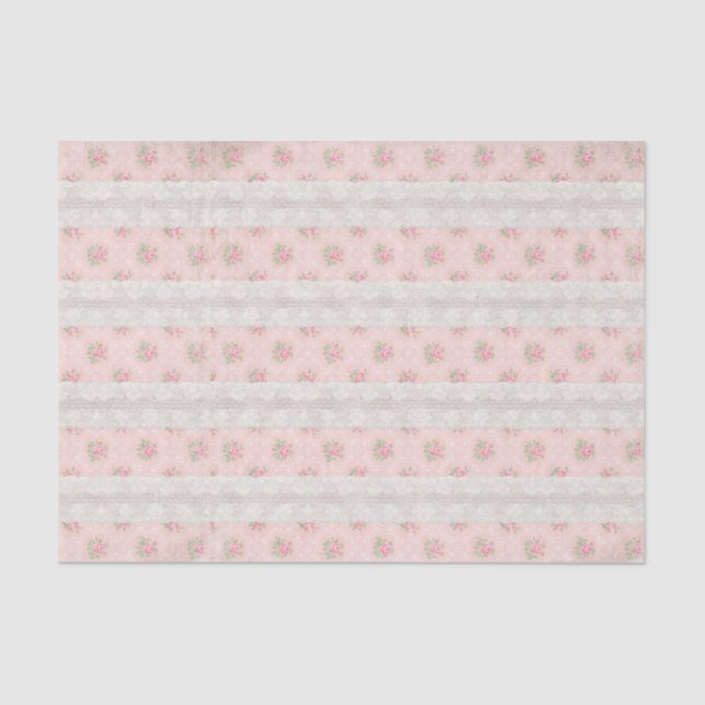 Rosas e lenço de papel cor-de-rosa gastos antigos (Frente )