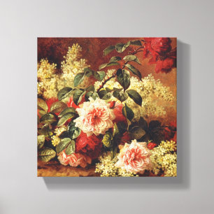 Rosas e Mahogany por de Longpre Canvas