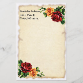 Rosas e papel antigo